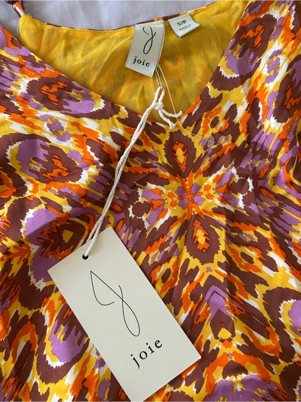 Joie Yellow Orange Purple Printed V-Neck Tank - Picture 3 of 6